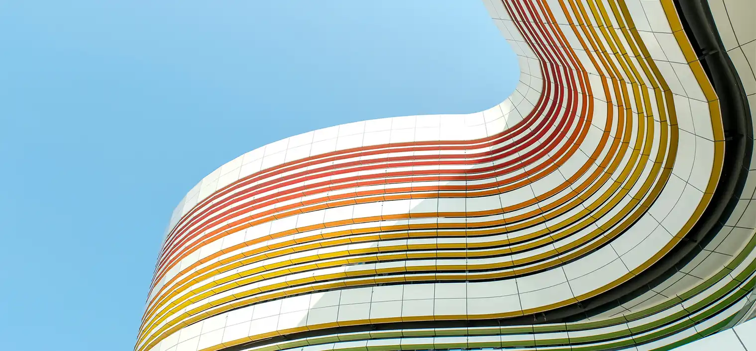 Modern architecture with colorful stripes